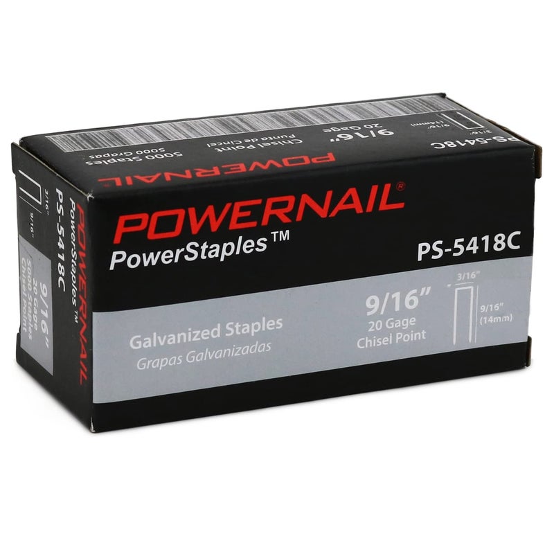 Powernail PS5418C 20 Gauge 3/16 Inch Crown 9/16 Inch Length Chisel Point Collated Galvanized Staples  for Fastening Carpet and Upholstery (Box of 5000) - Image 2